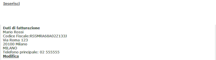 Dati di fatturazione