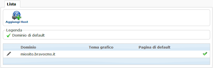 Lista degli host definiti