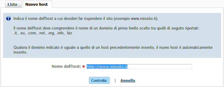 Inserimento host