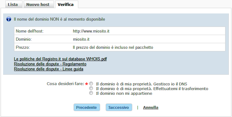 Dominio non disponibile