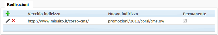 Lista redirezioni