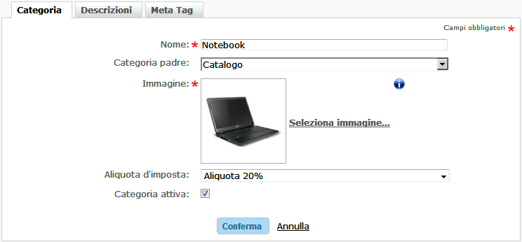 Meta tag di categoria
