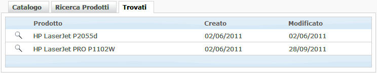 Lista prodotti trovati