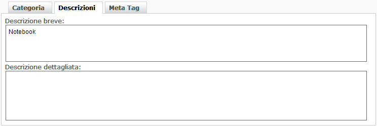 Visualizza descrizioni di categoria