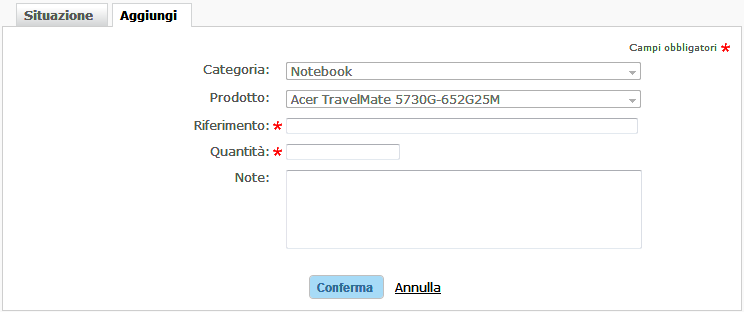 Movimentazione a magazzino del prodotto