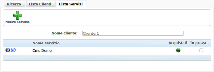 Lista servizi cliente