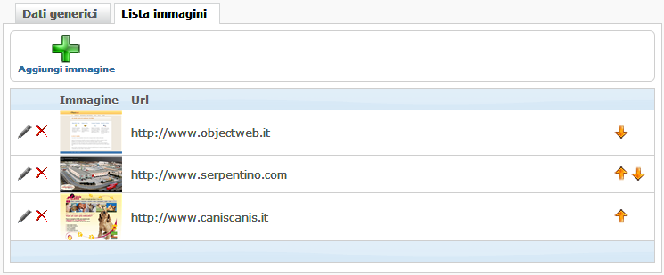 Lista immagini del banner